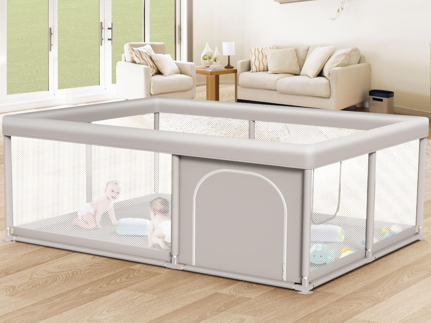 Baby Playpen 50x50 Inch, Play Pens for Babies and Toddlers Baby Fence Baby Play Yards for Indoor & Outdoor with Breathable Mesh Anti-Fall Playpen