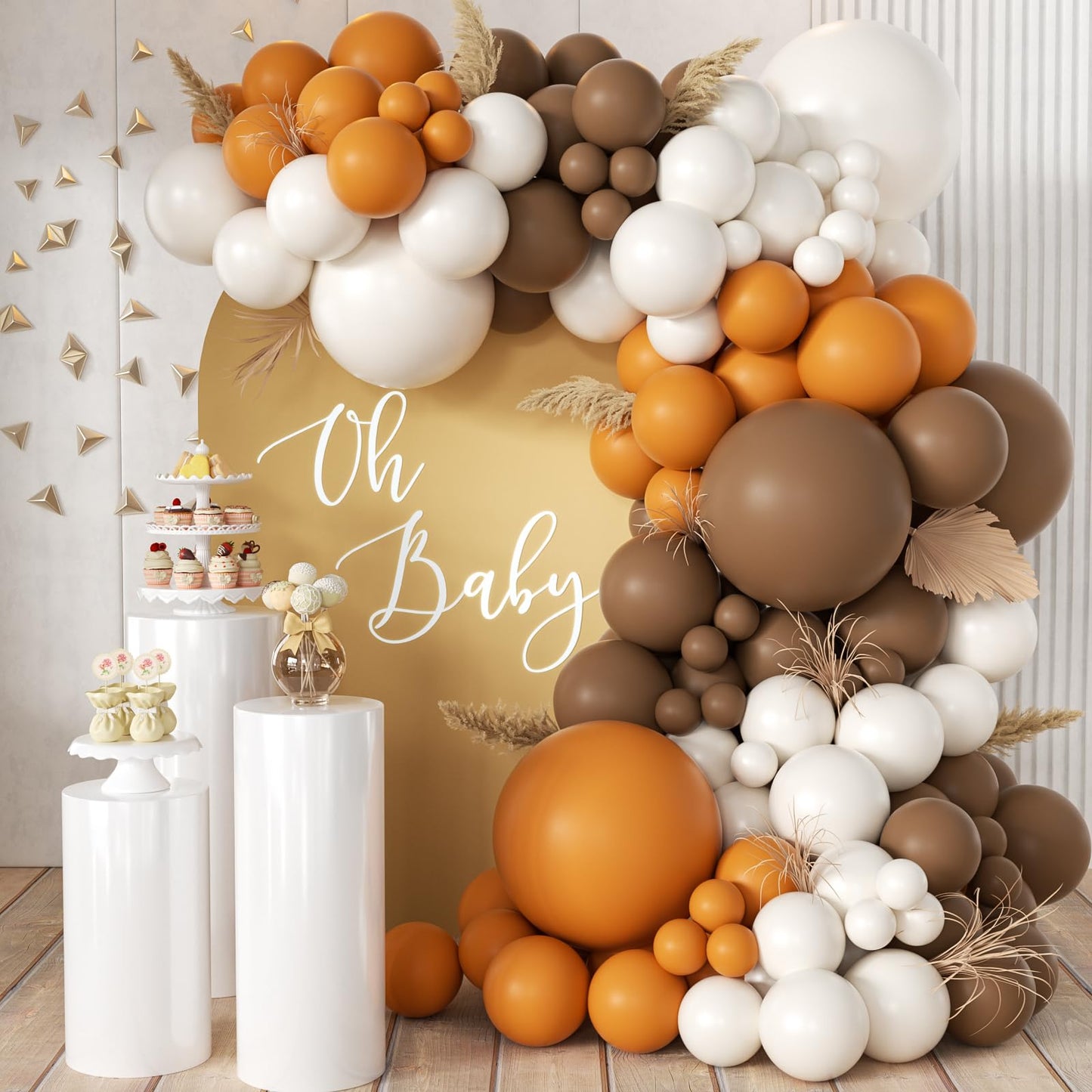 155Pcs Sage Green Arch Kit with Pea Green White Gold Balloons for Baby Shower Bridal Shower Birthday Engagement Wedding Wild One Party Decorations