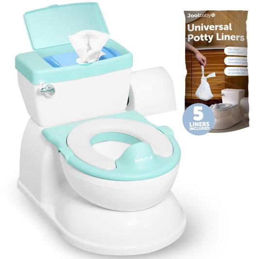 Real Feel 2-in-1 Potty with Wipes Storage, Flushing Sounds & Disposable Liners - Realistic Toilet - Easy to Clean & Assemble - Jool Baby (Pink)