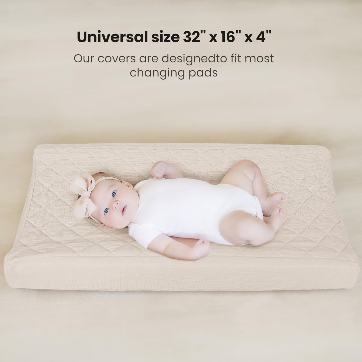 Konssy Waterproof Muslin Changing Pad Cover 2 Pack, Quilted Cotton Fitted Diaper Chang Table Cover, Soft Changing Pad Sheets for Girls Boys (Blossom,Pink)