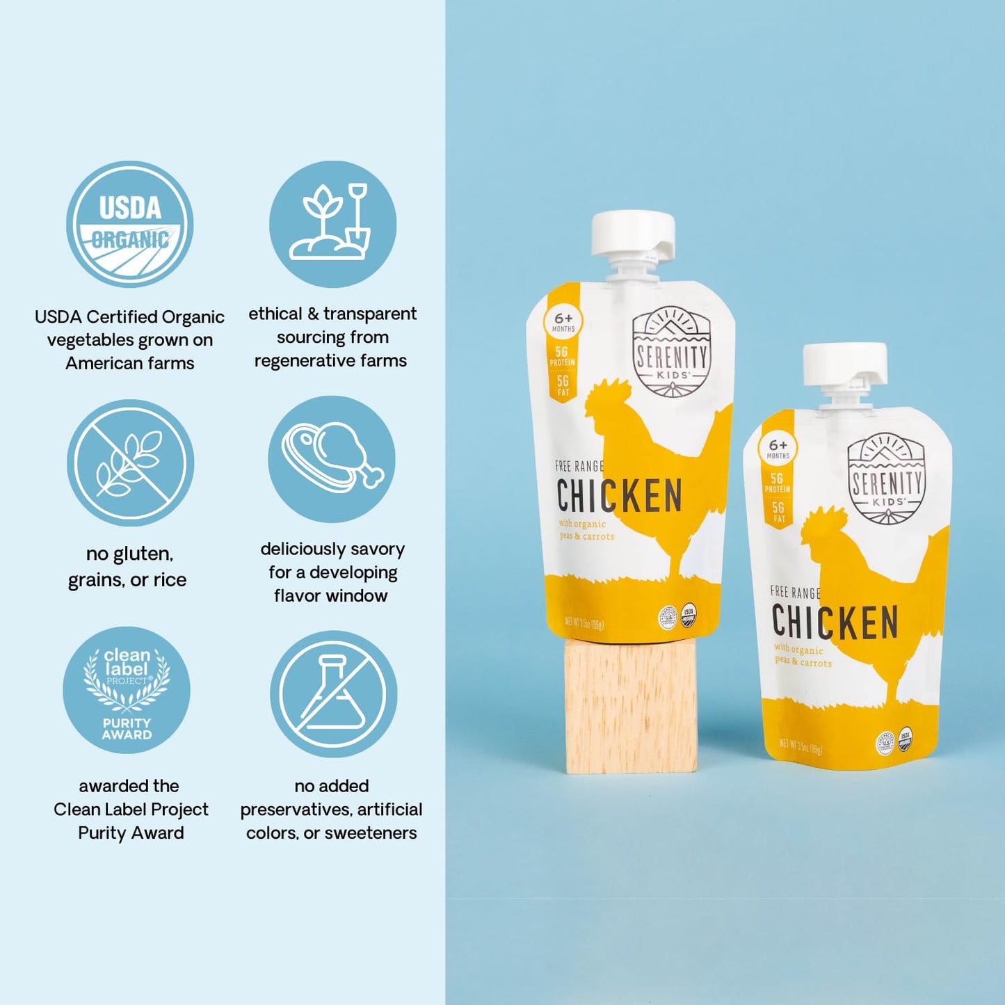 Serenity Kids 7+ Months World Explorers Baby Food Pouches Puree Made With Ethically Sourced Meats & Organic Veggies | 3.5 Ounce BPA-Free Pouch | Beef Chimichurri | 6 Count