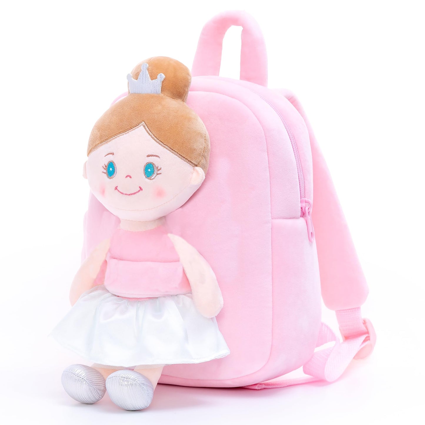 Gloveleya Toddler Backpack Baby Ballerina Girl Gifts Plush Curly Hair Ballet Backpack - Black Blonde 9 inches