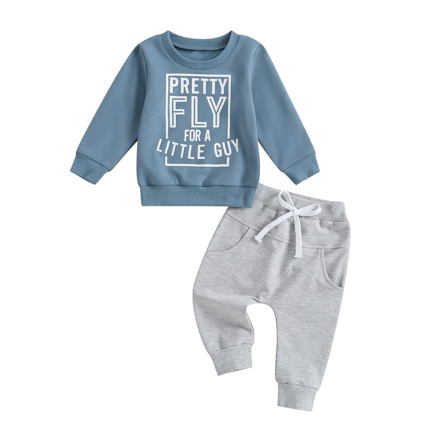 Toddler Boy Clothes Pretty Fly for A Little Guy Outfit Long Sleeve Sweatshirt Top Jogger Pants Cute 2Pcs Set 0-3T