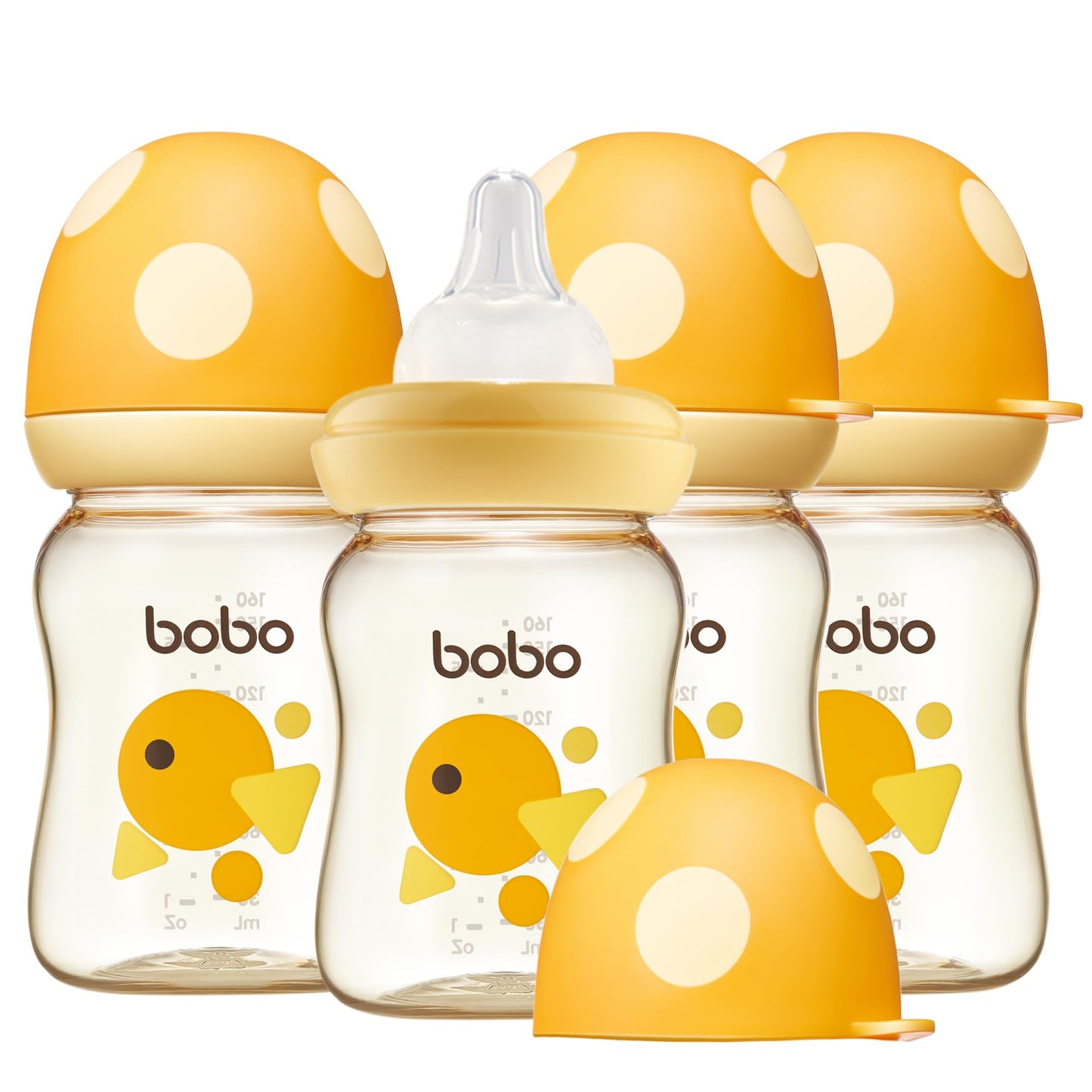 YOHKOH PPSU Baby Bottle Wide Neck, Newborn Anti-Colic Baby Bottle with Natural Response Nipple, Streamlined Body, Easy to Clean (8.8oz (Pack of 2), Yellow)