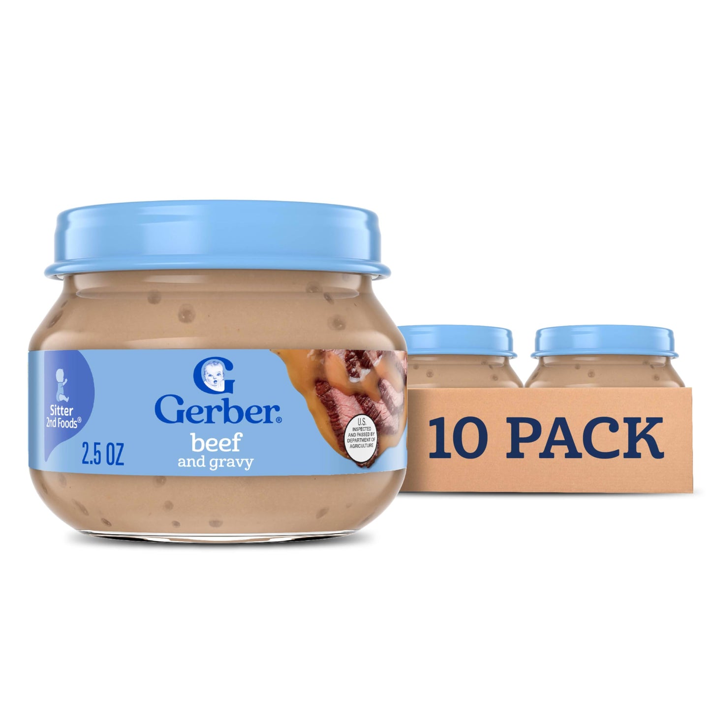 Gerber Stage 2 Baby Food, Chicken & Turkey Variety Pack Jars, Mealtime Poultry Puree, Baby Food Puree,12-Pack