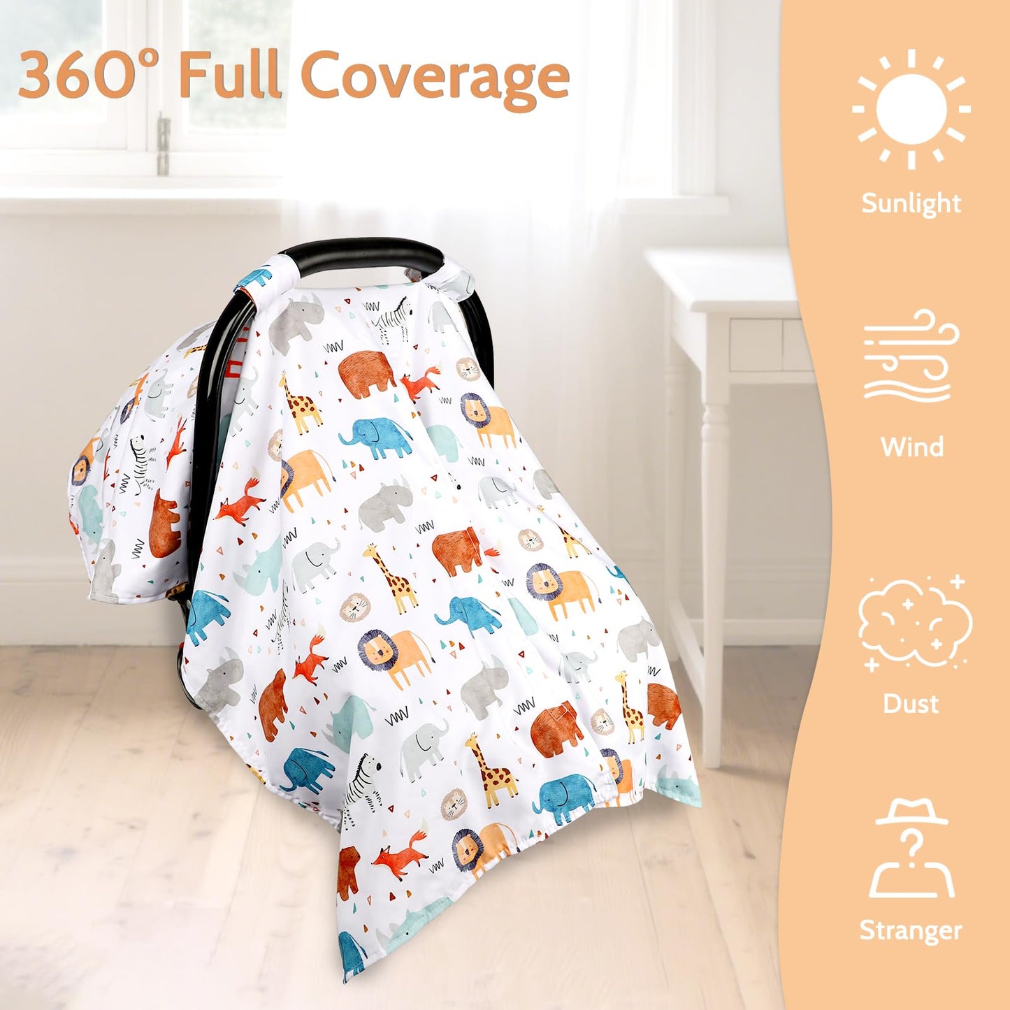 ManFaiSky Car Seat Cover Baby, Soft Carseat Covers Baby Girl, Multi-Use Nursing Cover & Infant Carseat Canopy, Pink