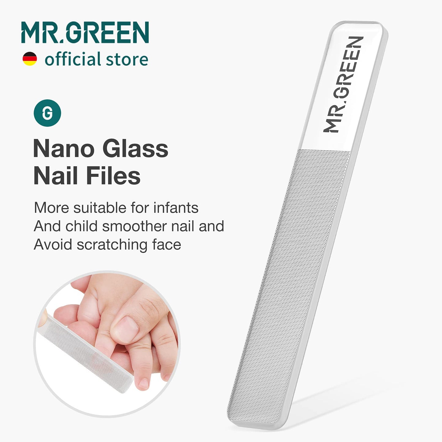 MR.GREEN Baby Nail Scissors Safety Nail Care Clippers Cutter Newborn Baby Convenient Nail Grooming Manicure Tool (Nail Scissors+Glass File)