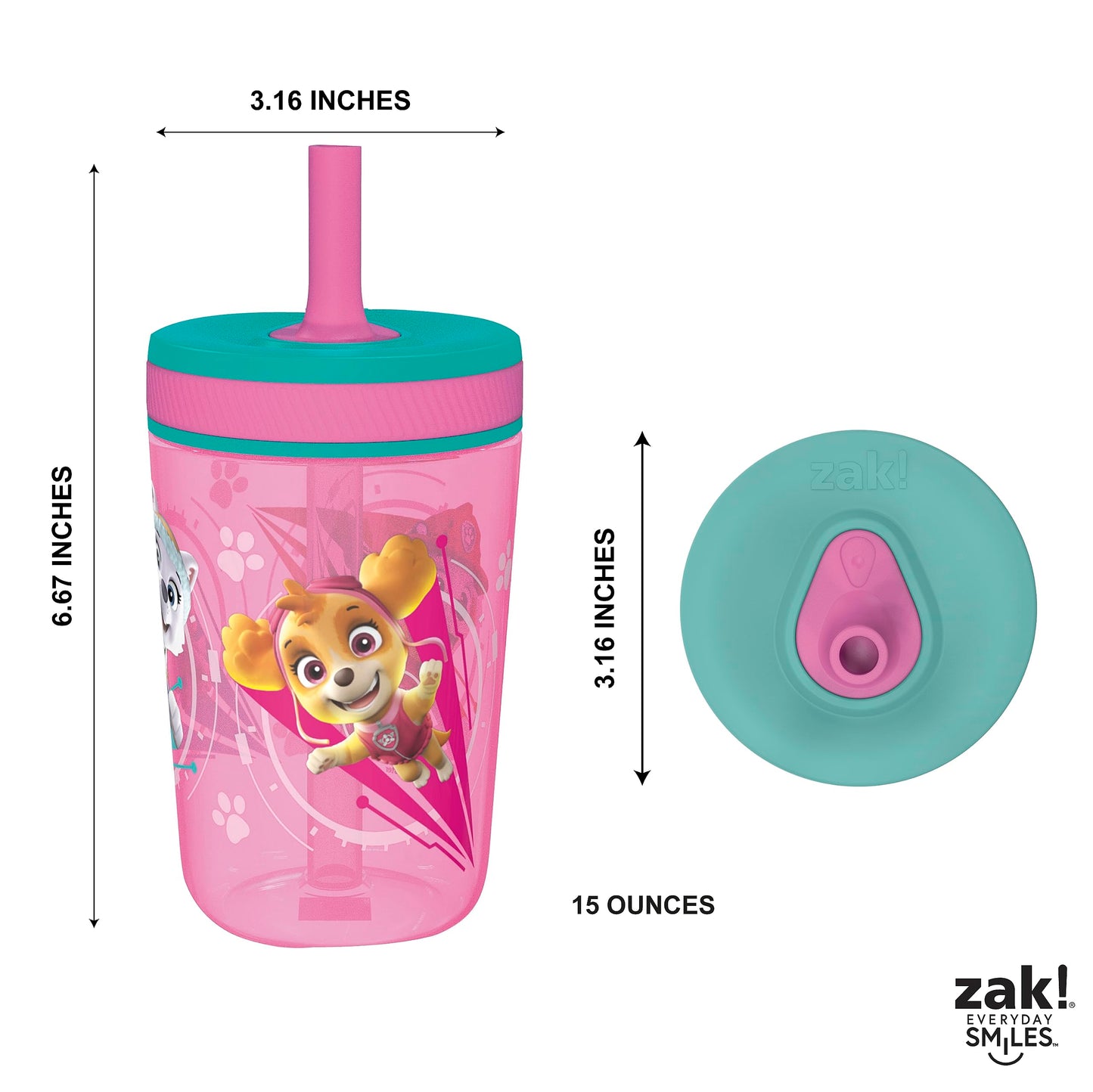 Zak Designs Disney Princess Kelso Toddler Cups For Travel or Home, 15oz 2-Pack Plastic Sippy Cups, Leak-Proof For Kids (Ariel, Aurora, Belle, Cinderella, Jasmine, Mulan, Rapunzel, Tiana)