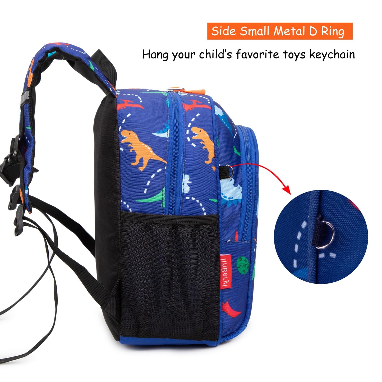 Toddler Backpack for Boys, 12 Inch Kids Dinosaur Backpack for Preschool or Kindergarten, Black