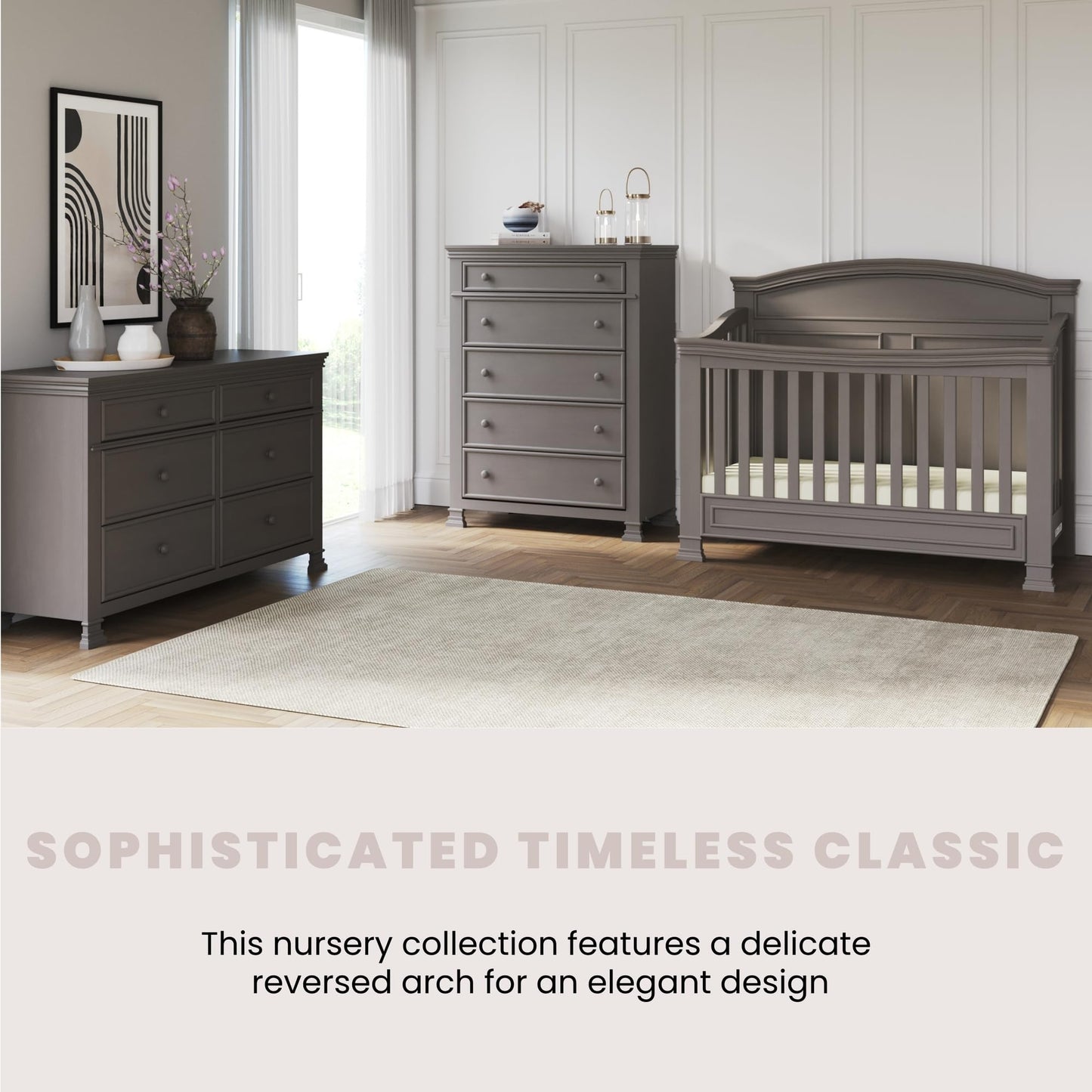 Child Craft Legacy Westgate 4-in-1 Convertible Crib, Baby Crib Converts to Day Bed, Toddler Bed and Full Size Bed, 3 Adjustable Mattress Positions, Baby Safe Finish, Fully Assembled (Vintage Linen)