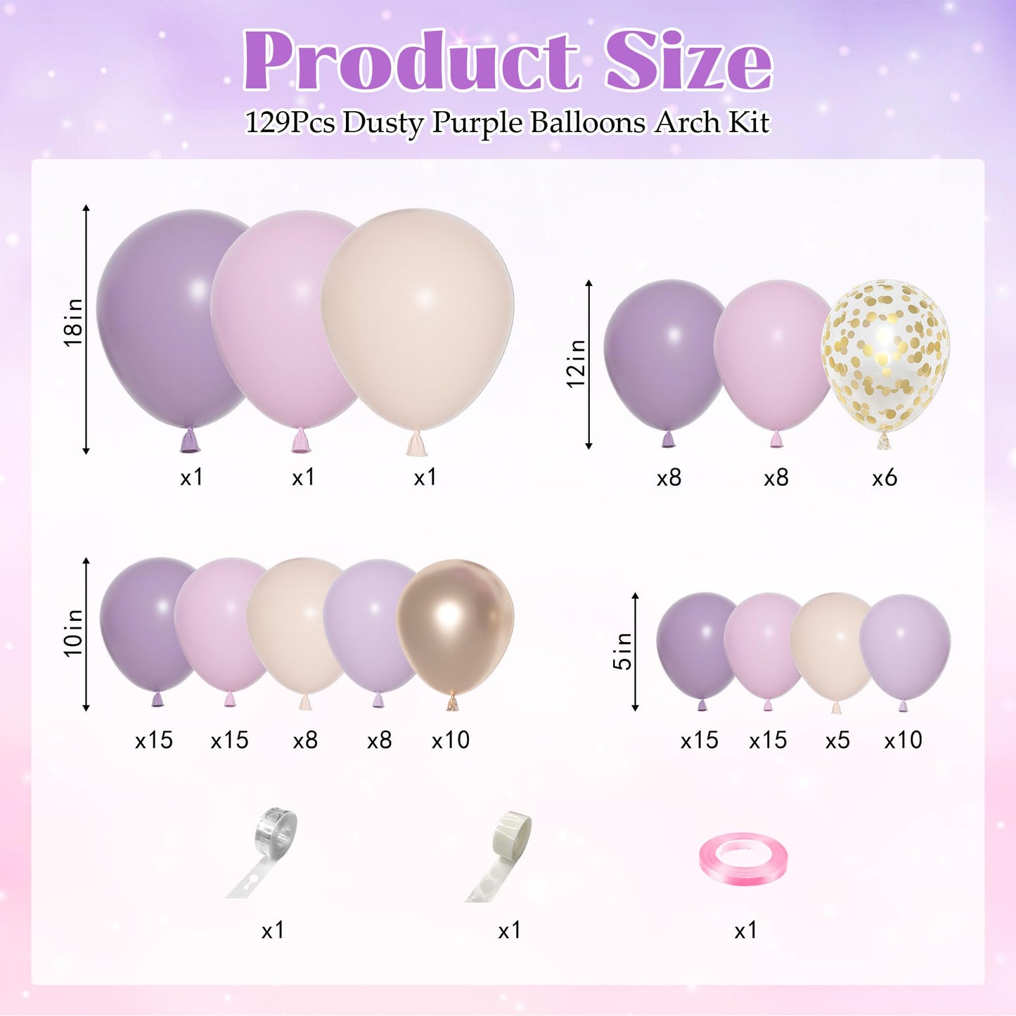 Ouddy Party Dusty Pink Balloons Arch Garland Kit, Different Sizes 18 12 10 5 Inch Boho Pink White Sand Latex Metallic Confetti Balloon for Girl Baby Shower Mothers Day Birthday Party Decorations