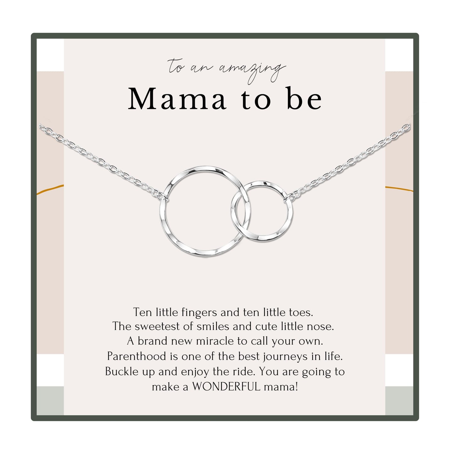 HOPE LOVE SHINE New Mom Necklace – Pregnancy Gift for Expecting Mom, First Time Mom Jewelry – Sterling Silver/Gold Double Circle Pendant with Gift Box