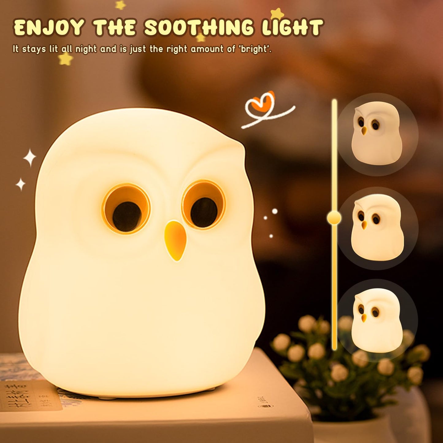 Nursery Night Light, RGB Bunny with 7 Colors & 3 Dim Levels, Rechargeable Silicone, Room Decor & Kids Gift
