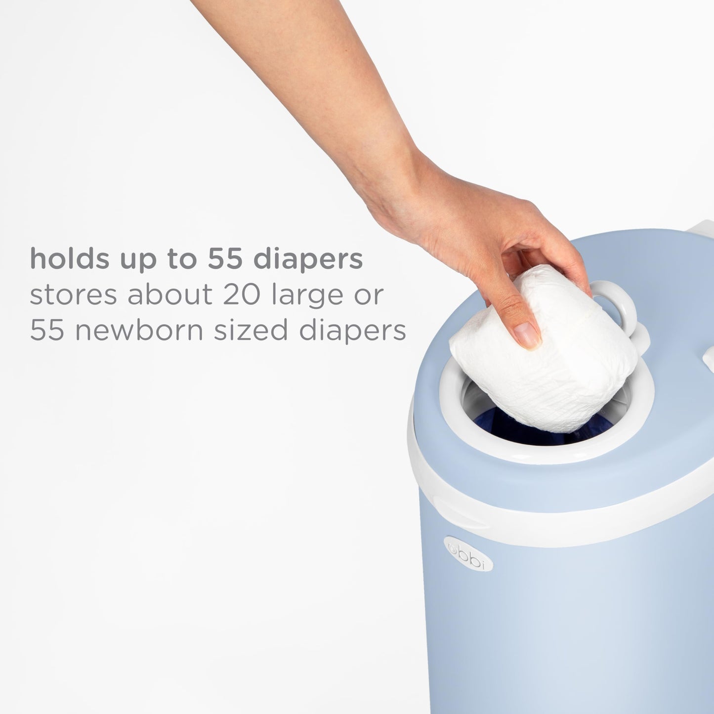 Ubbi Steel Diaper Pail, Odor Locking, No Special Bag Required, Award-Winning, Registry Must-Have, White