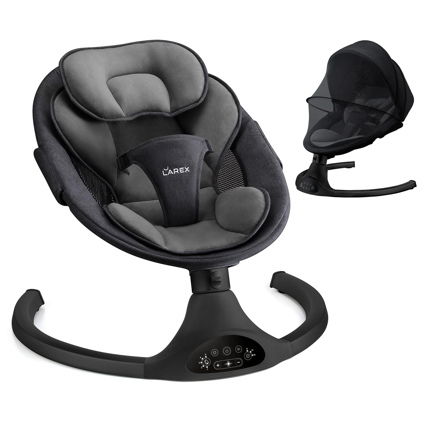 LAREX Baby Swing Infant Swing Electric Toddler Baby Rocker Portable for Newborn Boy Girl, 5 Sway Speeds with Remote Control, 10 Preset Melodies and Bluetooth, 0-6 Months Max 20 Lbs (Pink)