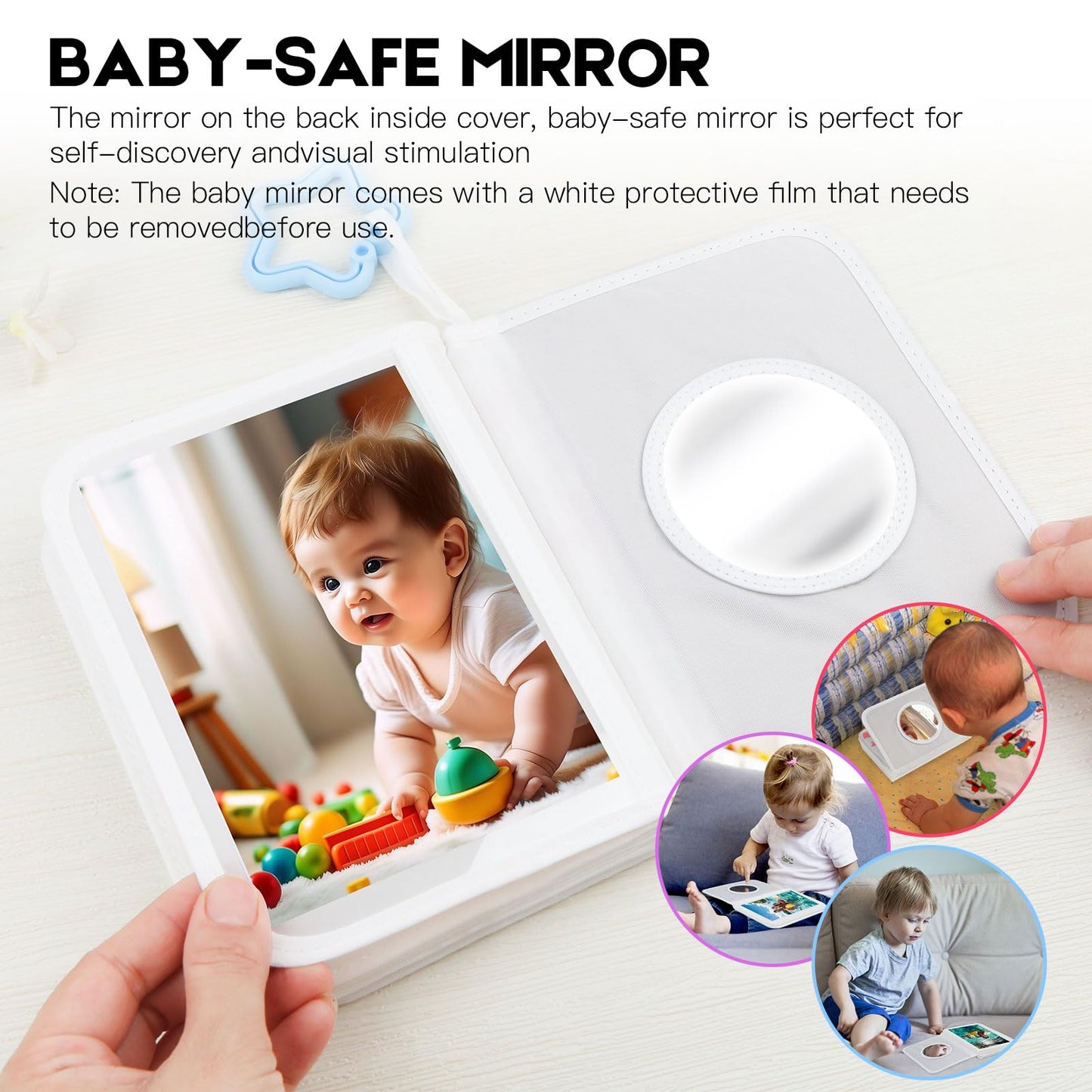 Baby's My First Photo Album for Baby Holds 21 4x6 Photos, Baby Photo Album Soft Cloth Family Book, My First Family Album for 4x6 Baby Shower Kids Toddlers Family Pictures, Toddler Photo Album (Blue)