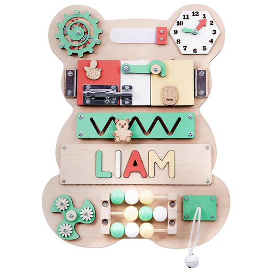 Nabytok Customized Name Puzzle for Toddlers (Fixed I J Letters) Personalized Toddlers Busy Board, Baby Personalized Board for 1-5 Years Old, First Birthday Gift, Montessori Toys (Pastel Girl)