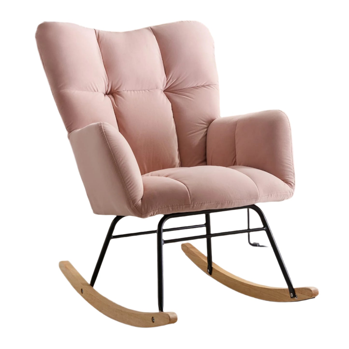 NIOIIKIT Nursery Rocking Chair Teddy Upholstered Glider Rocker Rocking Accent Chair Padded Seat with High Backrest Armchair Comfy Side Chair for Living Room Bedroom Offices (Ivory Teddy)