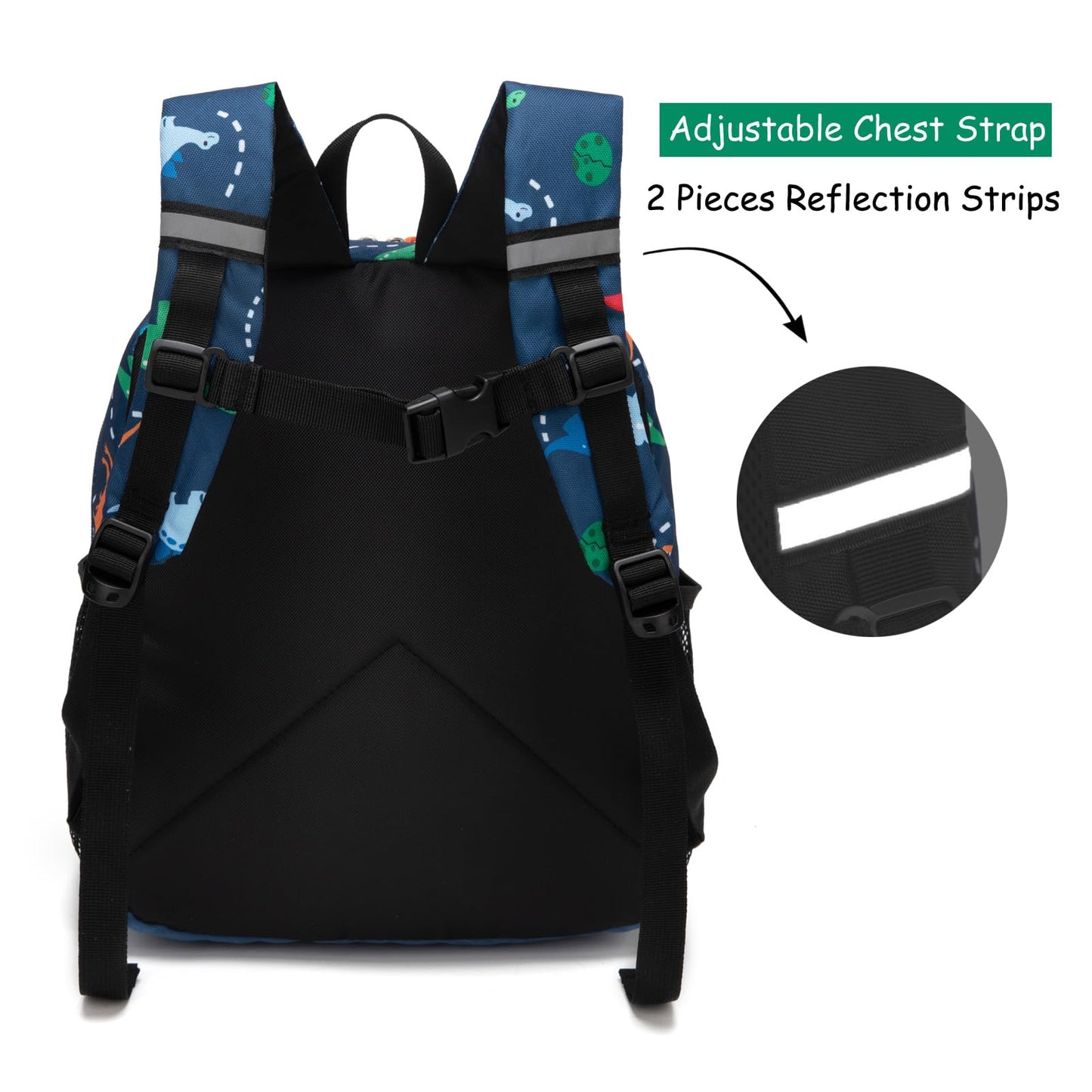 Toddler Backpack for Boys, 12 Inch Kids Dinosaur Backpack for Preschool or Kindergarten, Black