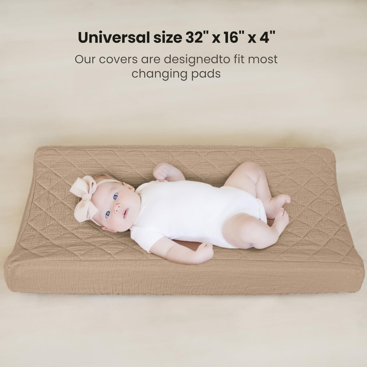 Konssy Waterproof Muslin Changing Pad Cover 2 Pack, Quilted Cotton Fitted Diaper Chang Table Cover, Soft Changing Pad Sheets for Girls Boys (Blossom,Pink)