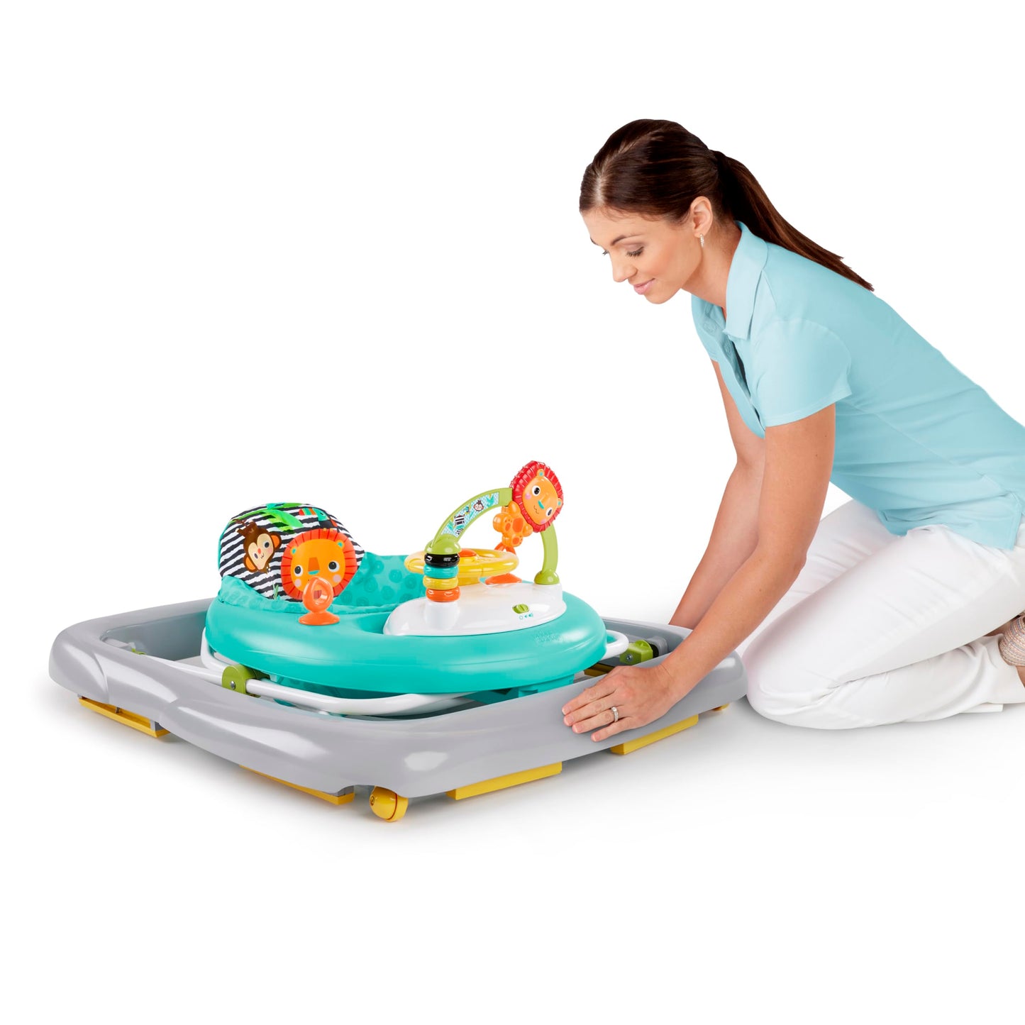 Bright Starts JuneBerry Walk-A-Bout Baby Walker and Entertainer, Removeable Floor Toy, with Easy Fold Frame for Storage, Ages 6 Months +