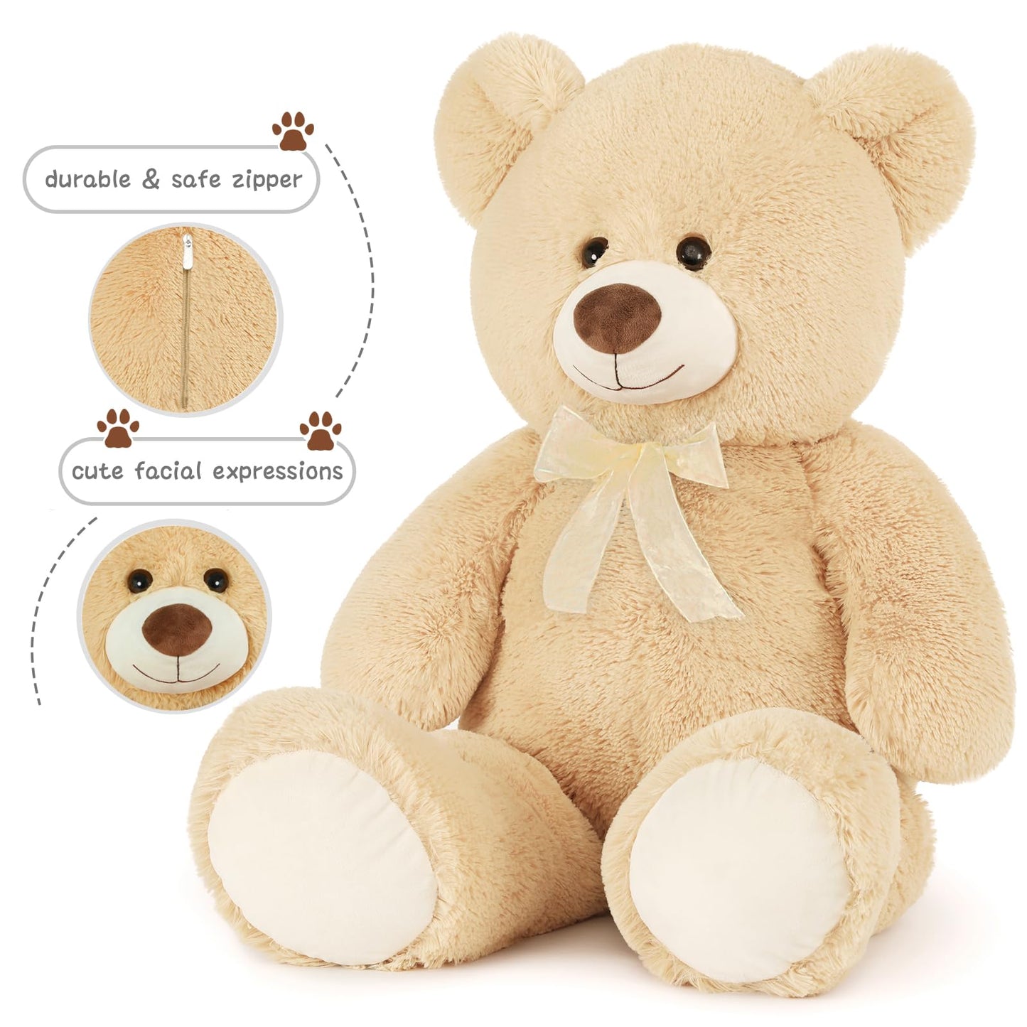 51 inch Big Teddy Bear Cute Giant Stuffed Animals Soft Plush Toy for Girlfriend Kids for Birthday Christmas Valentine's Day