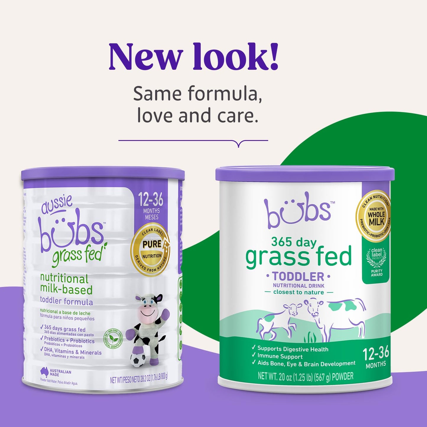 Bubs 365 Day Grass Fed Infant Formula with Iron, Cow Milk-Based Powder for Infants 0-12 Months, Made with Non-GMO Milk, 20 oz