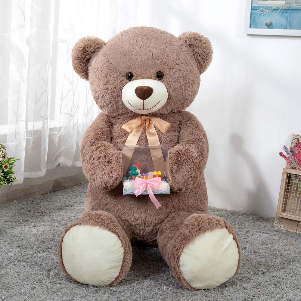 Tezituor 59" Gaint Teddy Bear Stuffed Animal,5ft Life Size Big Teddy Bears,Light Brown Cute Soft Plush Toy,Gifts for Kids Girls Boys Girlfriend Valentine,Christmas,Birthday,Baby Shower,Wedding Party