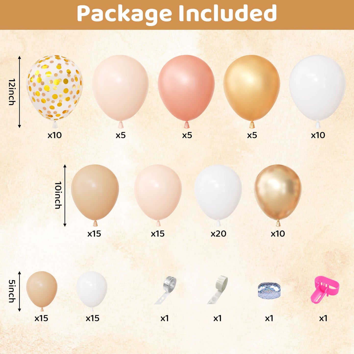 Ouddy Party Dusty Pink Balloons Arch Garland Kit, Different Sizes 18 12 10 5 Inch Boho Pink White Sand Latex Metallic Confetti Balloon for Girl Baby Shower Mothers Day Birthday Party Decorations