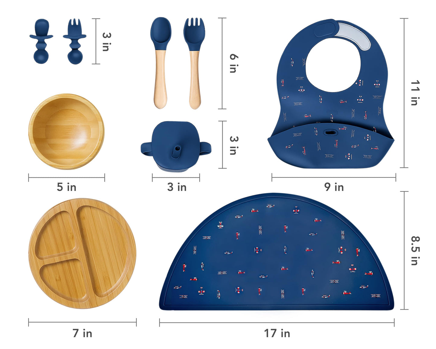 Bamboo Baby Feeding Set for Infants & Toddlers - Baby Essentials, Non-Toxic, Sustainable, Bamboo Suction Plate & Bowl, Bib, Sippy Cup w/Lid & Straw, Daily Use, Travel, Baby Shower Gifts (Pink)