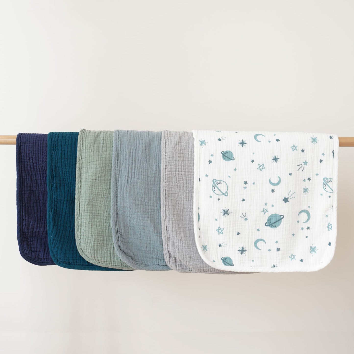 Konssy 6-Pack Muslin Baby Burp Cloths, Large 100% Cotton Burping Clothes, Soft & Absorbent for Newborns, Baby Boys and Girls