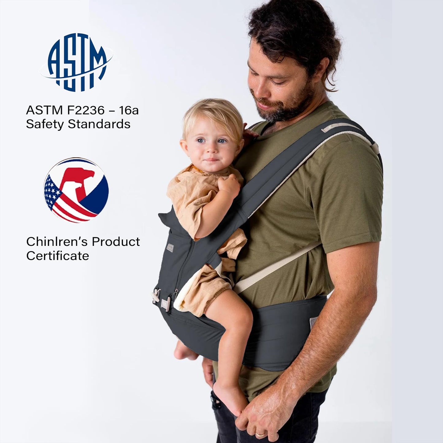 Baby Carrier, Ergonomic 6-in-1 Baby Carrier with Hip Seat for Newborn Infant Toddler, Adjustable Detachable Baby Holder Carrier for Dad Mom