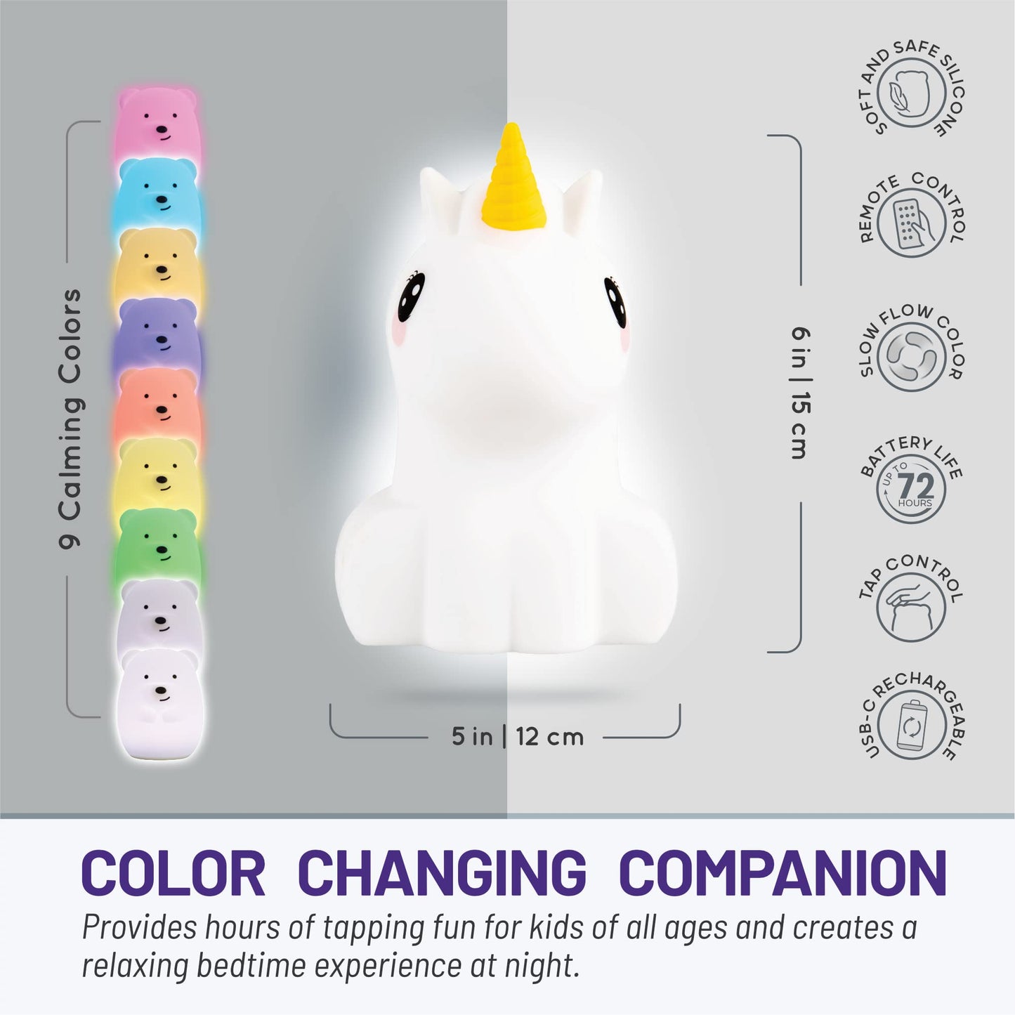 Lumipets Remote Control Silicone Night Light for Kids - Pig Design with 9 Soft Colors & Sleep Timer - Rechargeable, Battery-Operated Lamp for Bedroom | Baby Nursery, Toddler, Girls, Boys