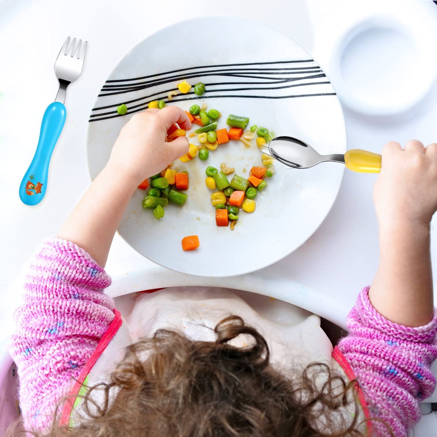 Lehoo Castle Kids Utensils, 6pcs Silverware Set, Safe Stainless Steel Toddler Fork and Spoon, Includes 3 Spoons and 3 Forks (Pink)