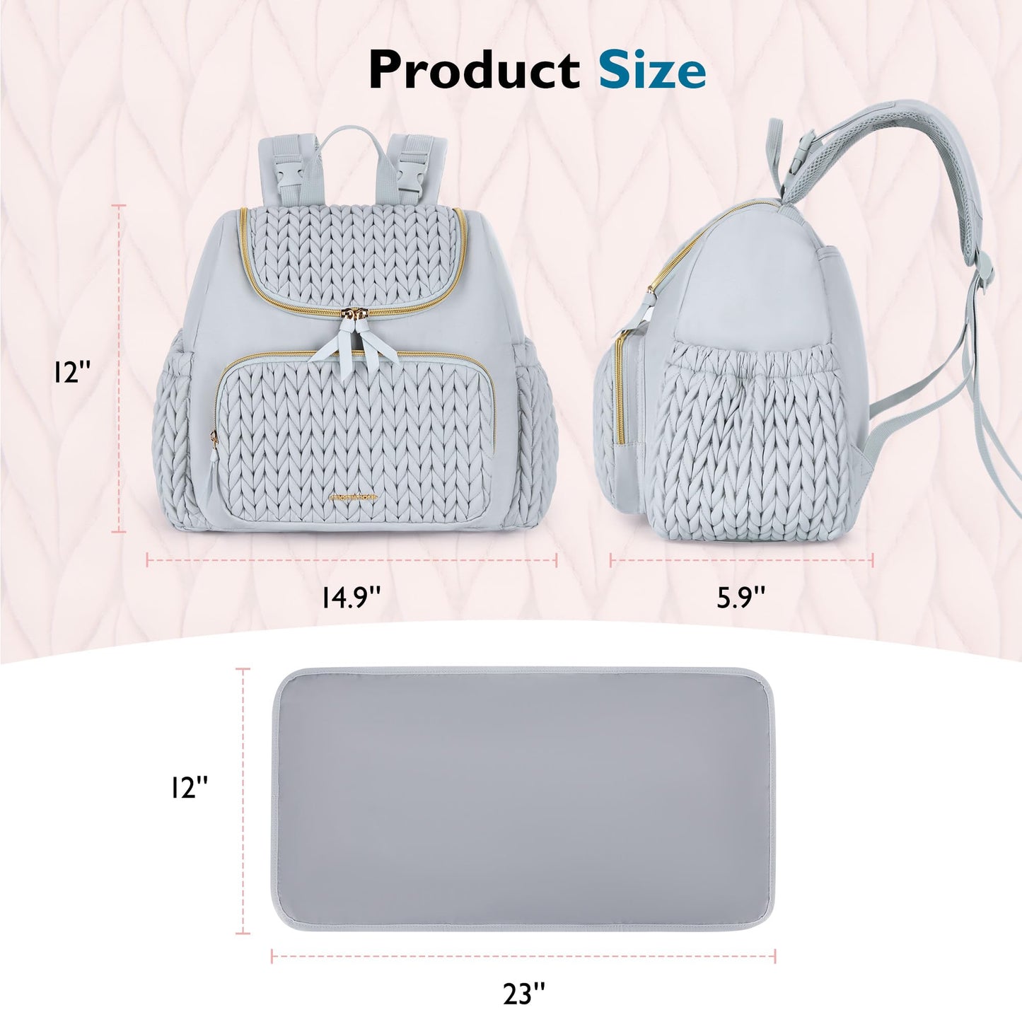 mommore Diaper Bag Small Diaper Backpack Stylish Baby Travel Backpacks with Insulated Pockets, Changing Pad, Stroller Straps