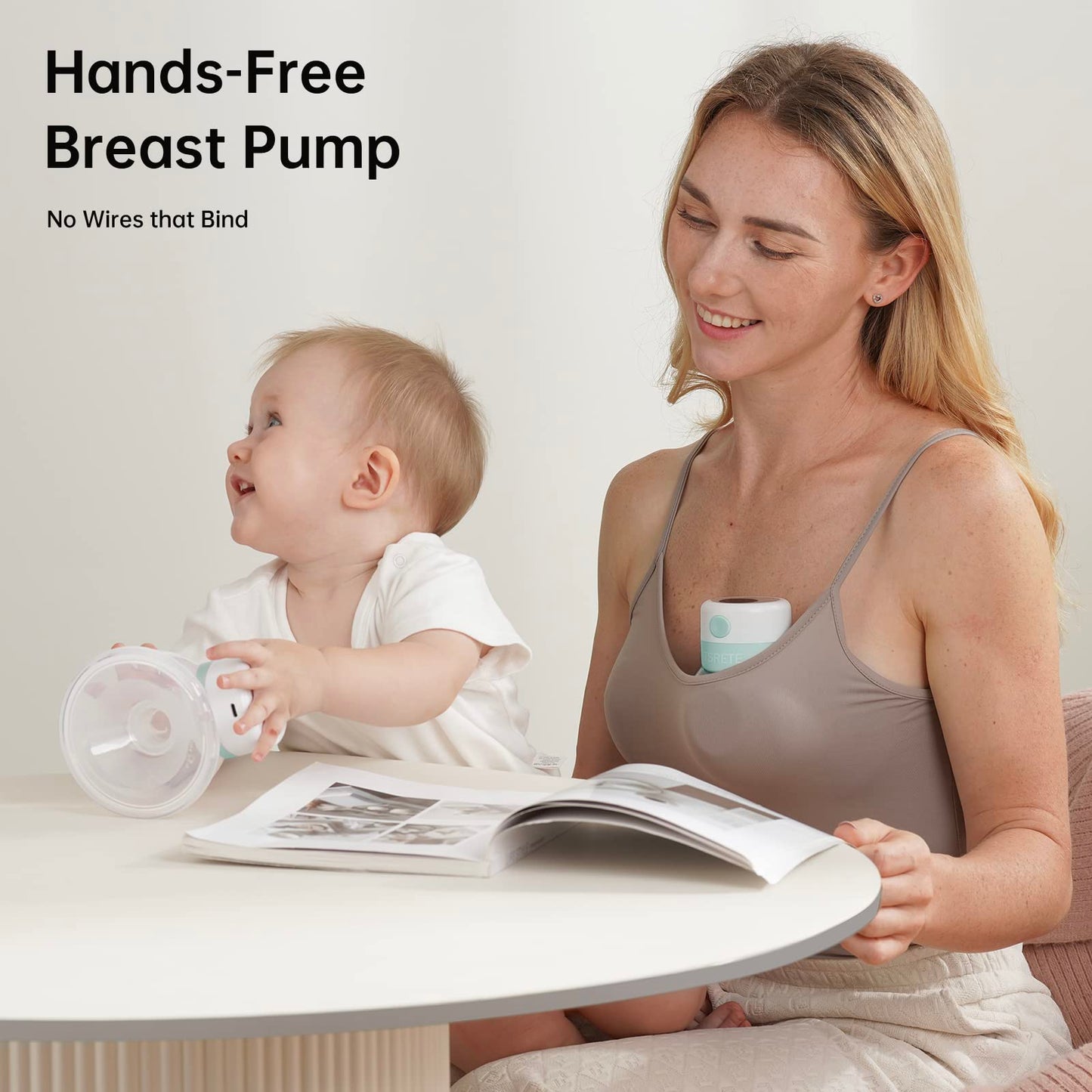 TSRETE Double Wearable Breast Pump, Electric Hands-Free Breast Pumps with 2 Modes, 9 Levels, LCD Display, Memory Function Rechargeable Milk Extractor-24mm Flange, Pink