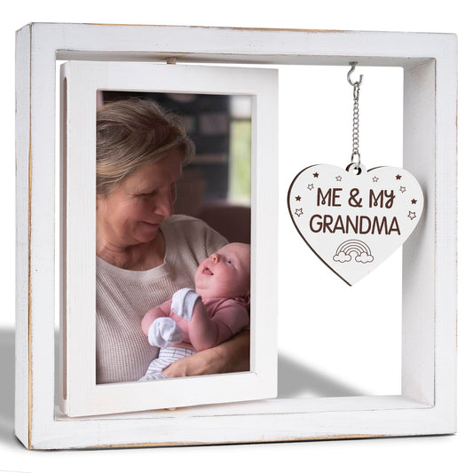 Me and My Daddy Picture Frame,New Dad Gift,Baby Gifts from Daddy,Room Decor Vintage Style,Baby Gender Neutral Rotating Photo Frame 4x6