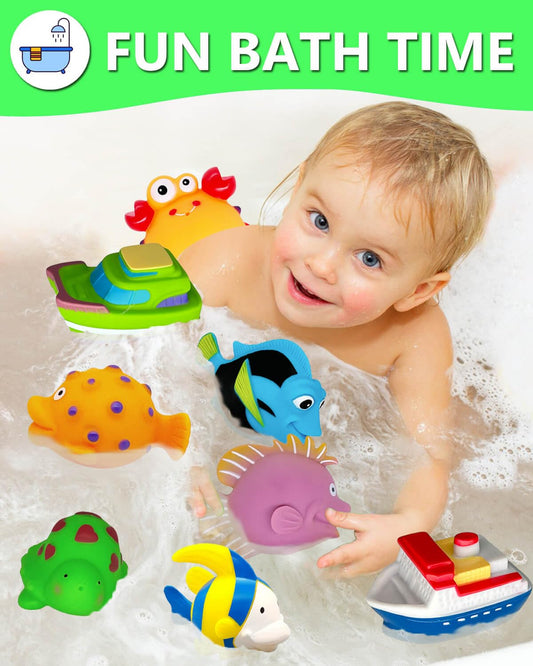 Bath Toys for Kids Ages 1-3 - Mold Free Bath Toy for Babies 6-12 Months - Toddler Pool Bathtub Water Table Toys - Valentines Day Gifts for 1 2 3 Year Old Boys Girls Easter Basket Stuffers Toy Boats