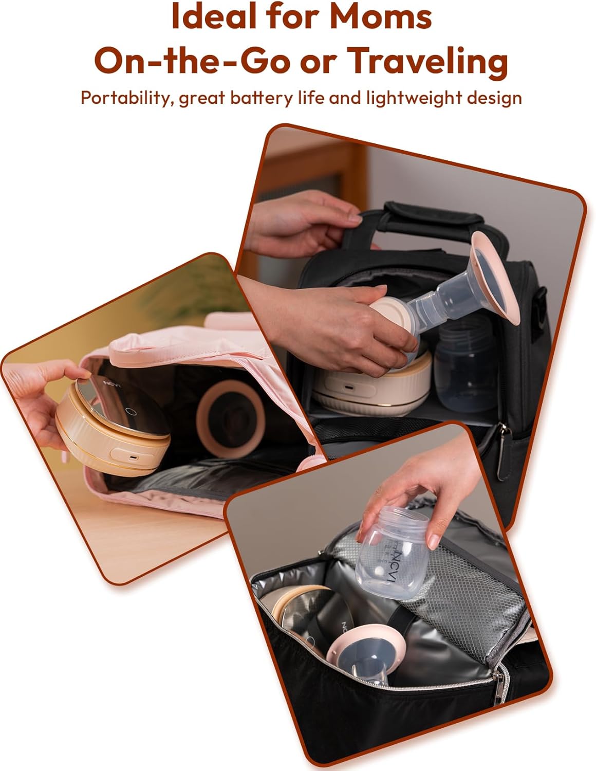 NCVI Double Electric Breast Pump 8116, Customizable Mode/Suction/Speed and Hospital Grade Suction, Portable Rechargeable Breastfeeding Pump, 21/24/28/32mm, Comfortable & Efficient for Work/Home/Trip