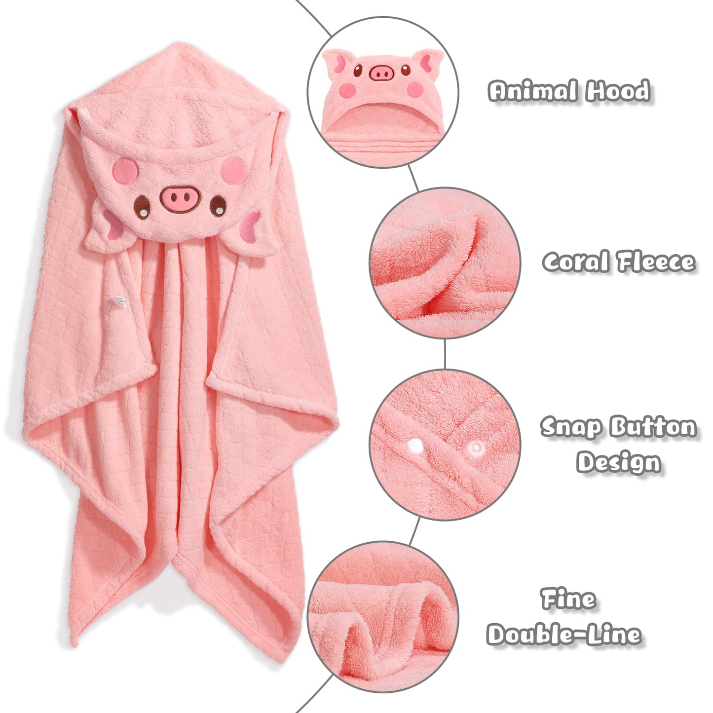 Hooded Baby Towels Boy for 0-6 Years, 50"x 32" Extra Large Toddler Bath Towels with Hood for Boys & Girls, 2-Pack Absorbent Thick Soft Gift for Kids Yellow Lion & Orange Monkey