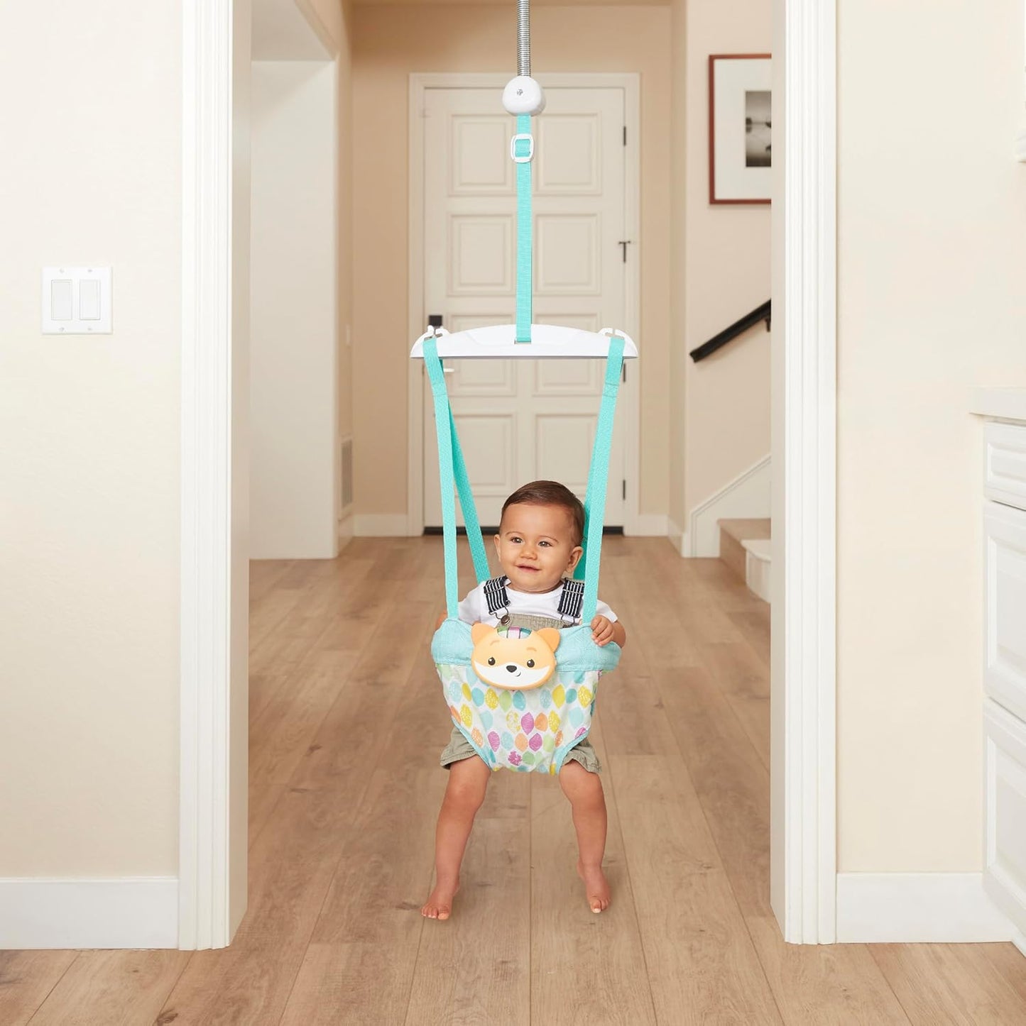 Infantino 2-in-1 Music & Lights Doorway Jumper - Engaging Activity Jumper with Motion-Activated Sounds for Babies, Fox
