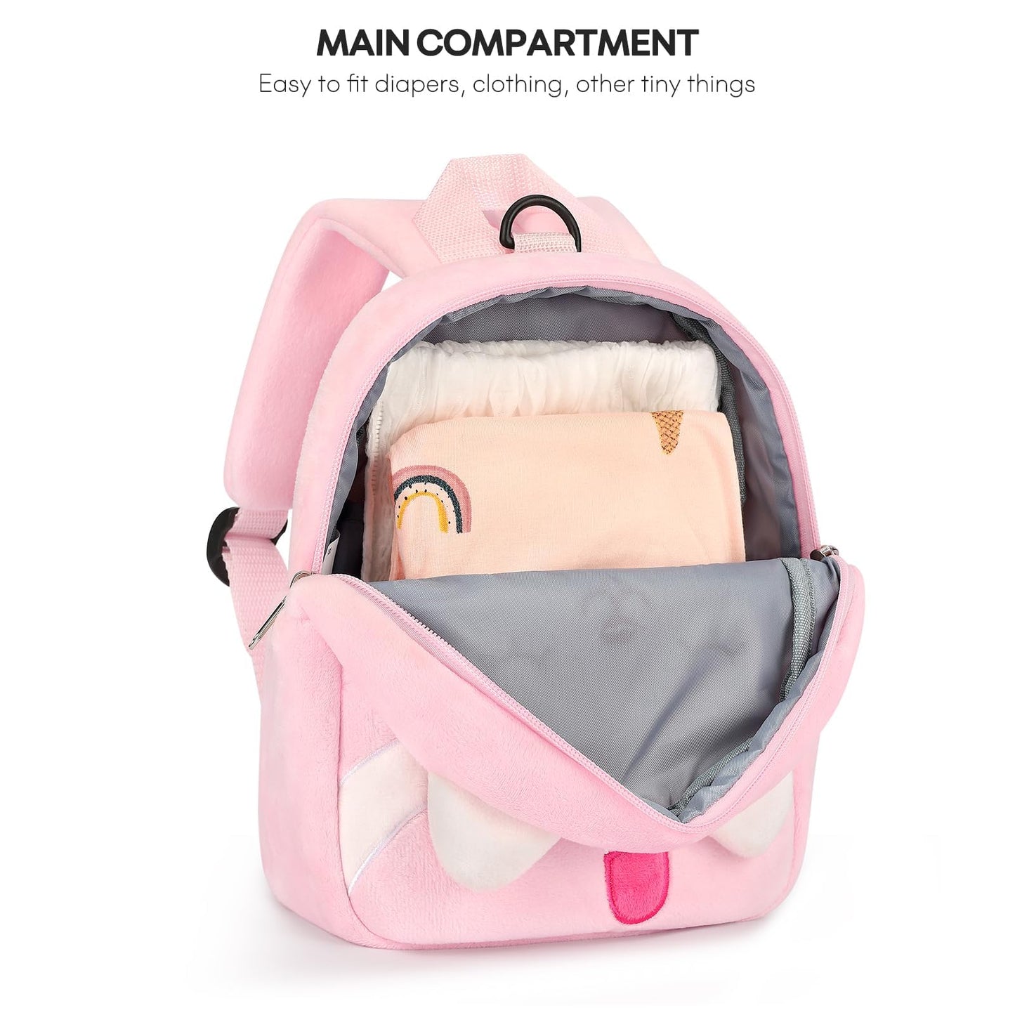 mibasies Toddler Backpacks for Girls 2-4: Plush Backpack -3D Animal Cartoon Mini Travel Bag -10 inch Toddler Backpack Leash