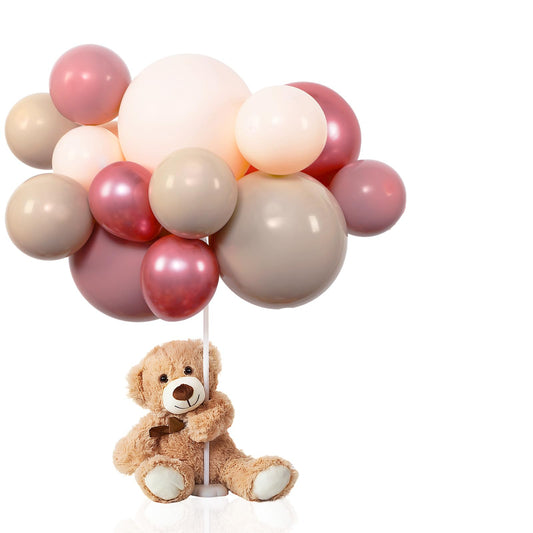 Meooeck 185 Pcs Bear Baby Shower Party Decorations Table Centerpieces 5 Pcs 13. 5'' Gender Reveal Bears 180 Balloons Kit Baby Shower Table Decor for Birthday Wedding(Green, Brown, Nude, White)