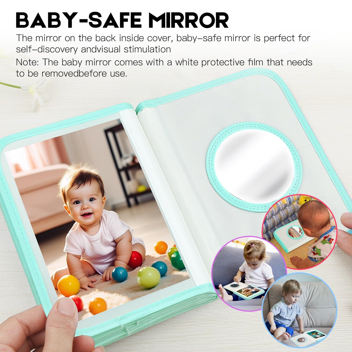 Baby's My First Photo Album for Baby Holds 21 4x6 Photos, Baby Photo Album Soft Cloth Family Book, My First Family Album for 4x6 Baby Shower Kids Toddlers Family Pictures, Toddler Photo Album (Blue)