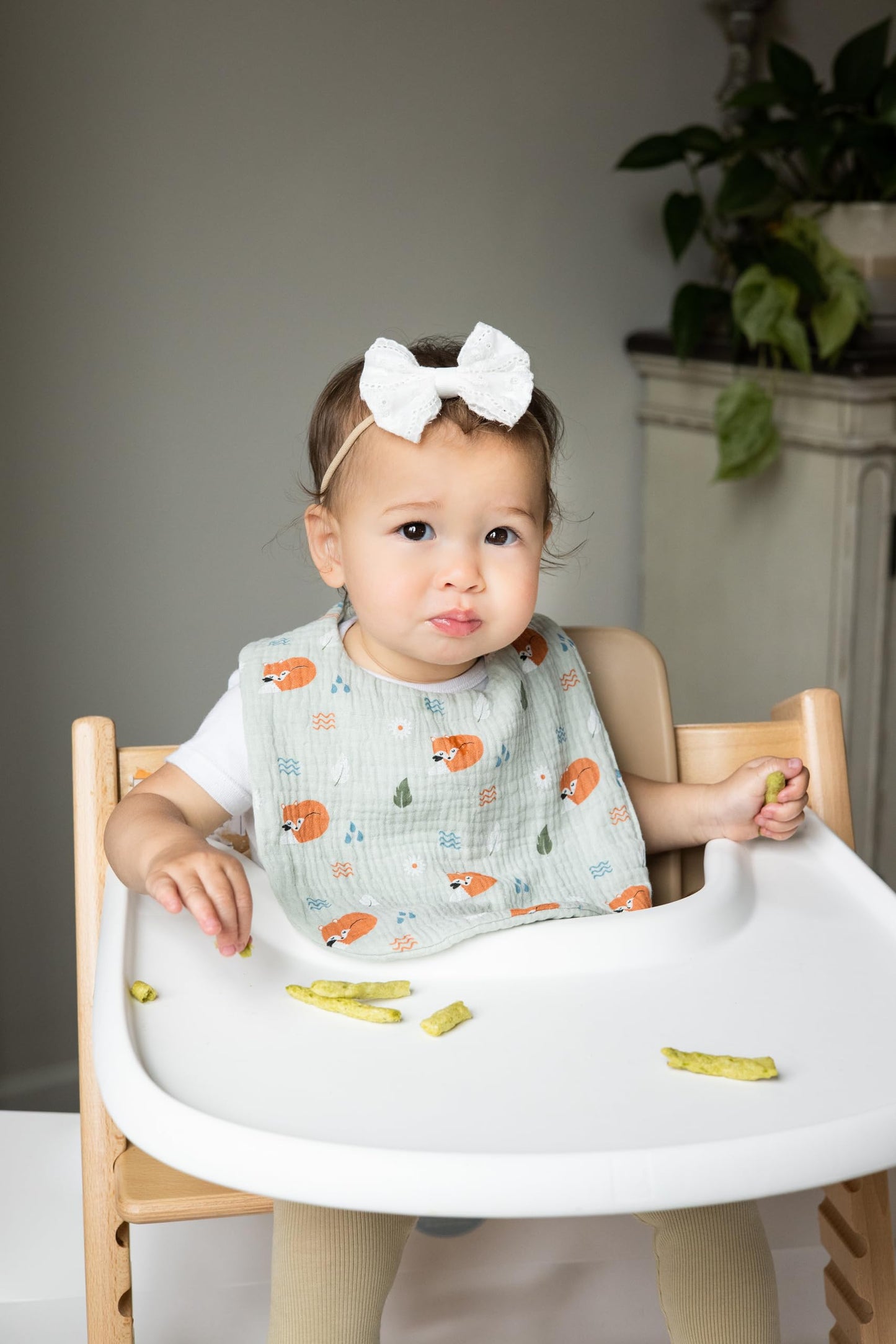 Pearhead Silicone Bib Set of 2, You're a Peach & Light Yellow Waterproof Bibs with Food Catcher, Adjustable Fit, Dishwasher Safe, Unisex Toddler Bib Set