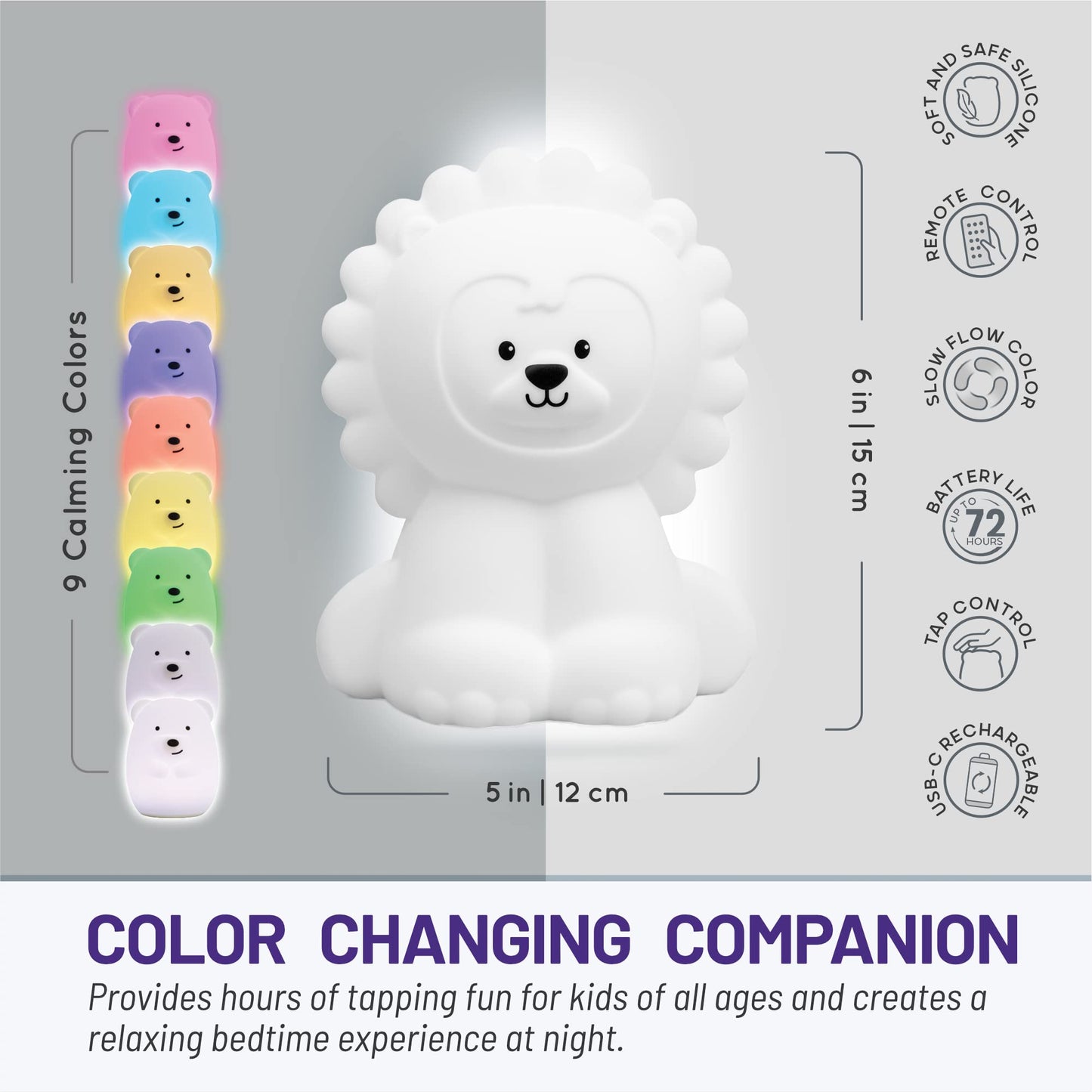 Lumipets Remote Control Silicone Night Light for Kids - Pig Design with 9 Soft Colors & Sleep Timer - Rechargeable, Battery-Operated Lamp for Bedroom | Baby Nursery, Toddler, Girls, Boys