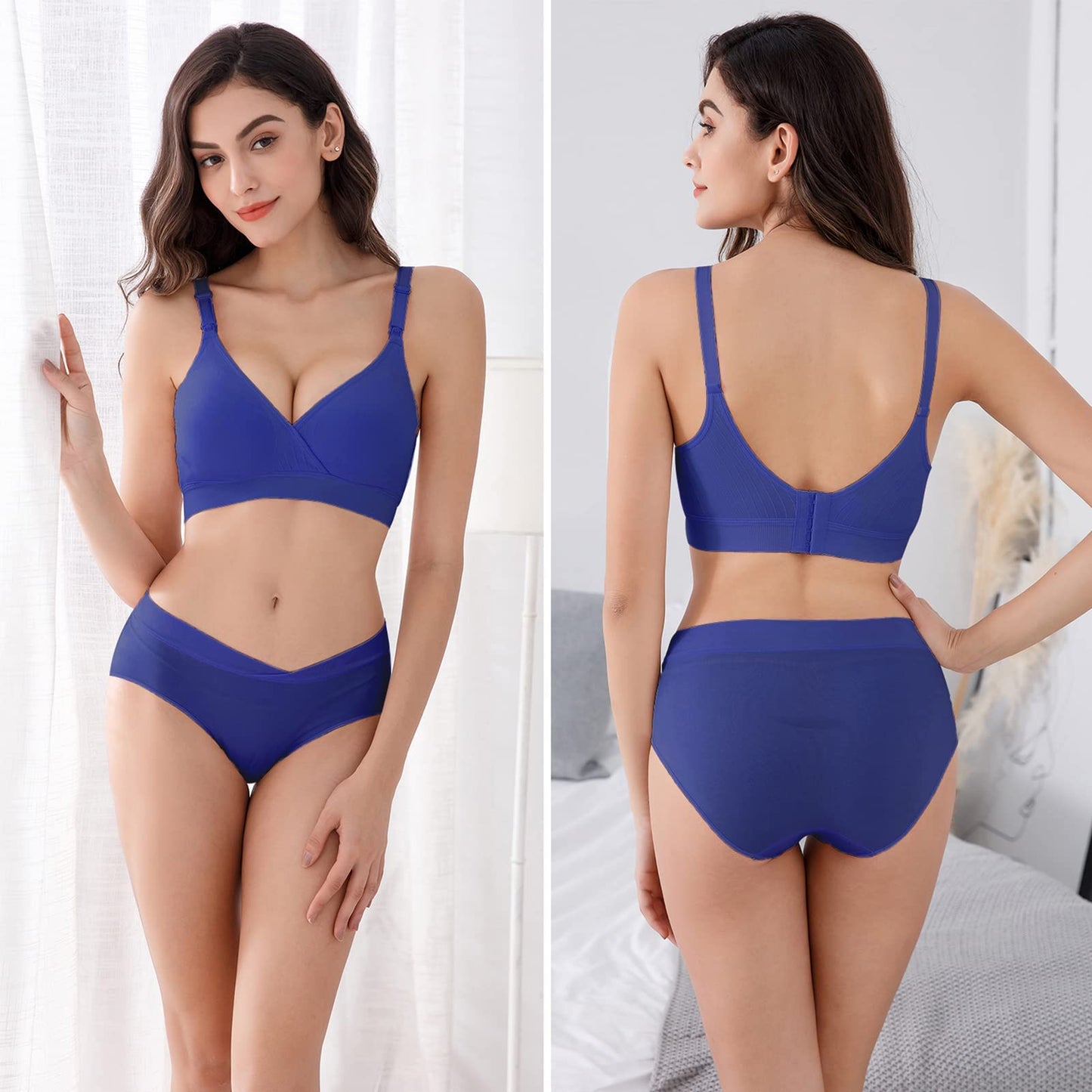 Vinfact 3 Pack Nursing Bras for Breastfeeding Seamless V Neck Maternity Bra Women Pregnancy Breastfeeding Bra
