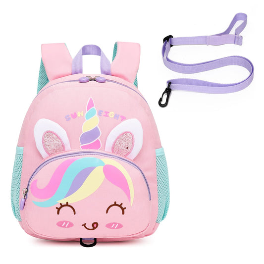 SUN EIGHT Preschool Backpack with Anti-Lost Harness Toddler Backpack School Bag 3D Cartoon Lunch Backpack for Toddler Girls 1-4 Years(Butterfly)