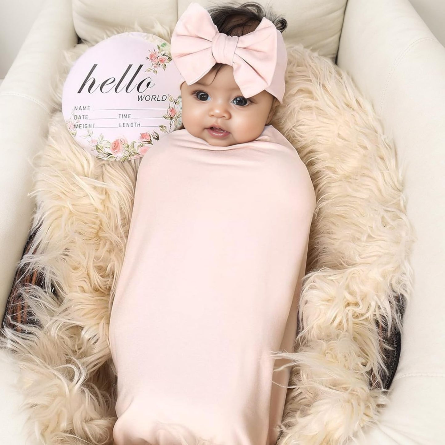 Galabloomer Newborn Receiving Blanket Headband Set Baby Flower Swaddle (vintage flower)