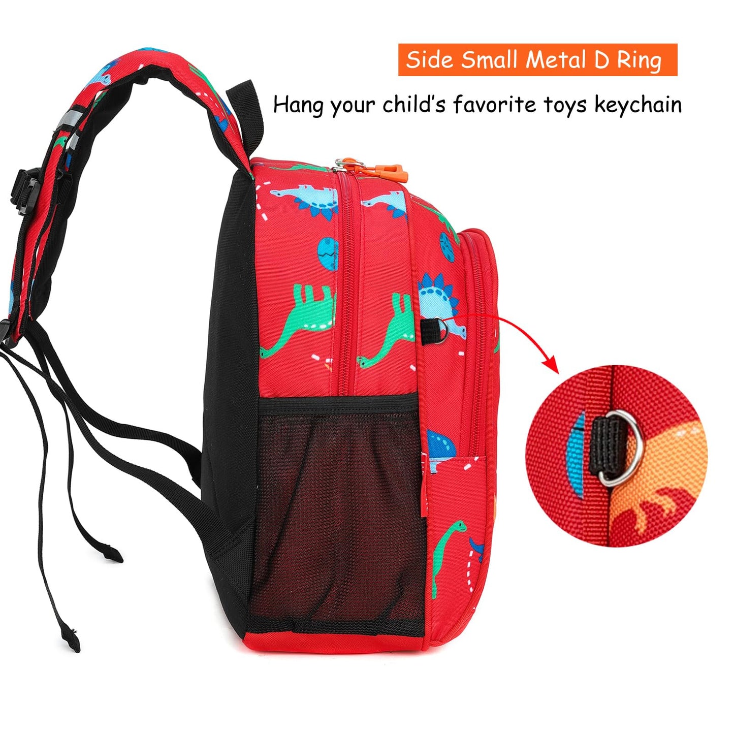 Toddler Backpack for Boys, 12 Inch Kids Dinosaur Backpack for Preschool or Kindergarten, Black